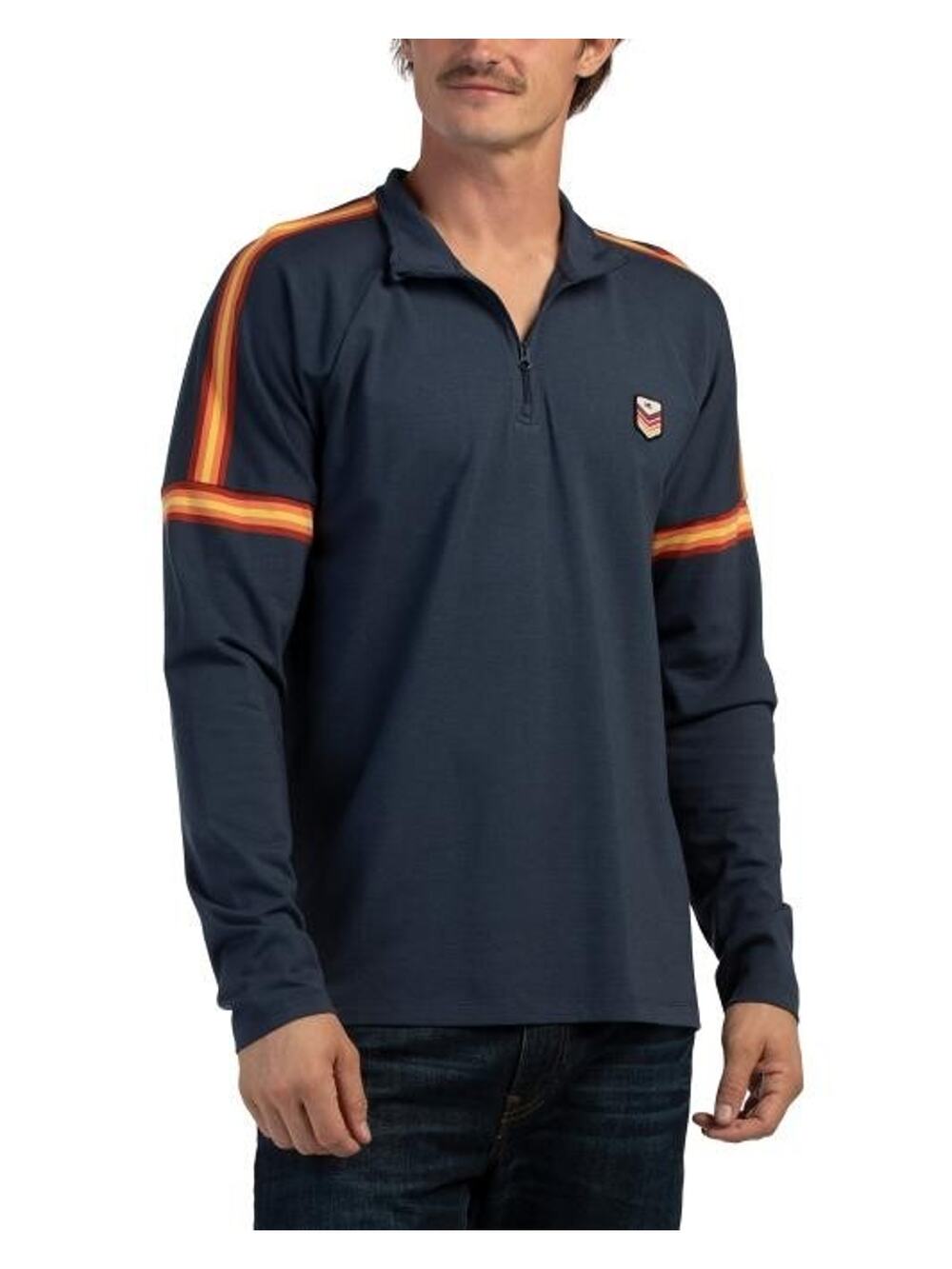 Marine Layer Archive Quarter Zip Navy Small Pullover Sweatshirt Mens Athleisure